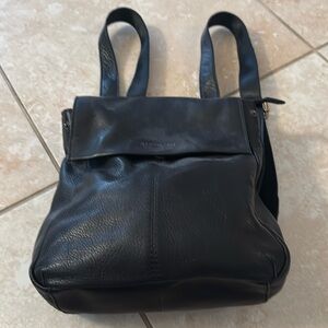 Small black leather backpack by American Leather Co.